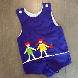 Vintage Chocolate Soup Toddler Boy or Girl Purple Embroidered Romper • Size 4T